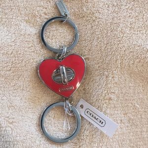 Coach keychain, NWT, red and silver